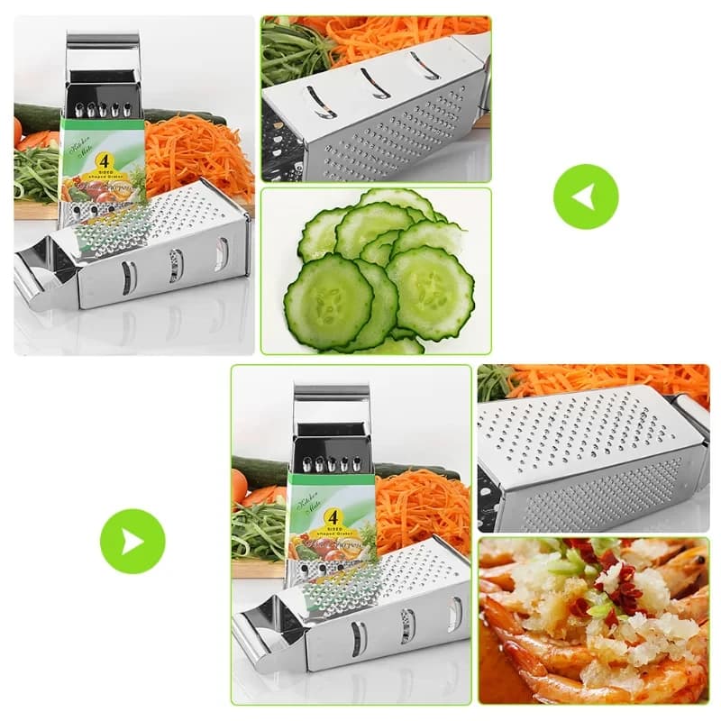 Stainless Steel 4 Sided Blades Household Box Grater Container Multipurpose Vegetables Cutter Kitchen Tools Manual Cheese Slicer - 3
