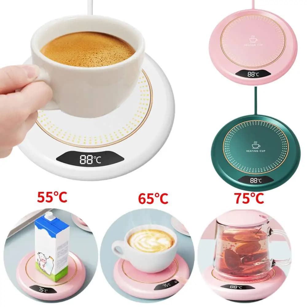 جهاز تسخين أكواب القهوة الجديد عبر USB، قاعدة تسخين مع 3 إعدادات حرارة لوحة تسخين ثيرموستات، وسادة تسخين الشاي بالحليب والماء