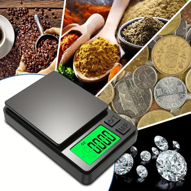 مقياس جيب دقيق 1000g × 0.01g، رقمي، للطعام، المجوهرات، الأونصة/الحبوب، مع شاشة LCD بإضاءة خلفية، صغير للسفر - 2