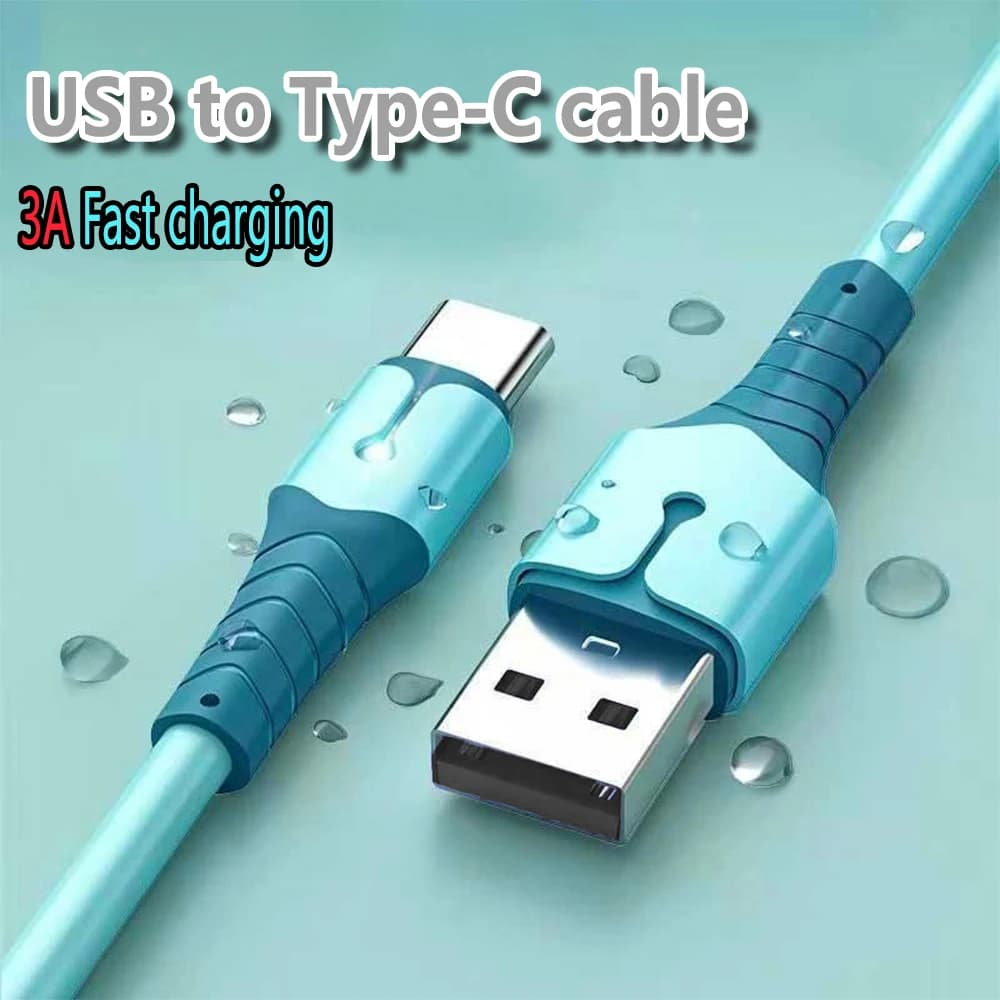 كابل بيانات سائل خفيف الوزن متعدد الألوان مناسب لنظام Android Samsung Type C كابل شحن سريع USB C شحن الهاتف السيليكون - 2