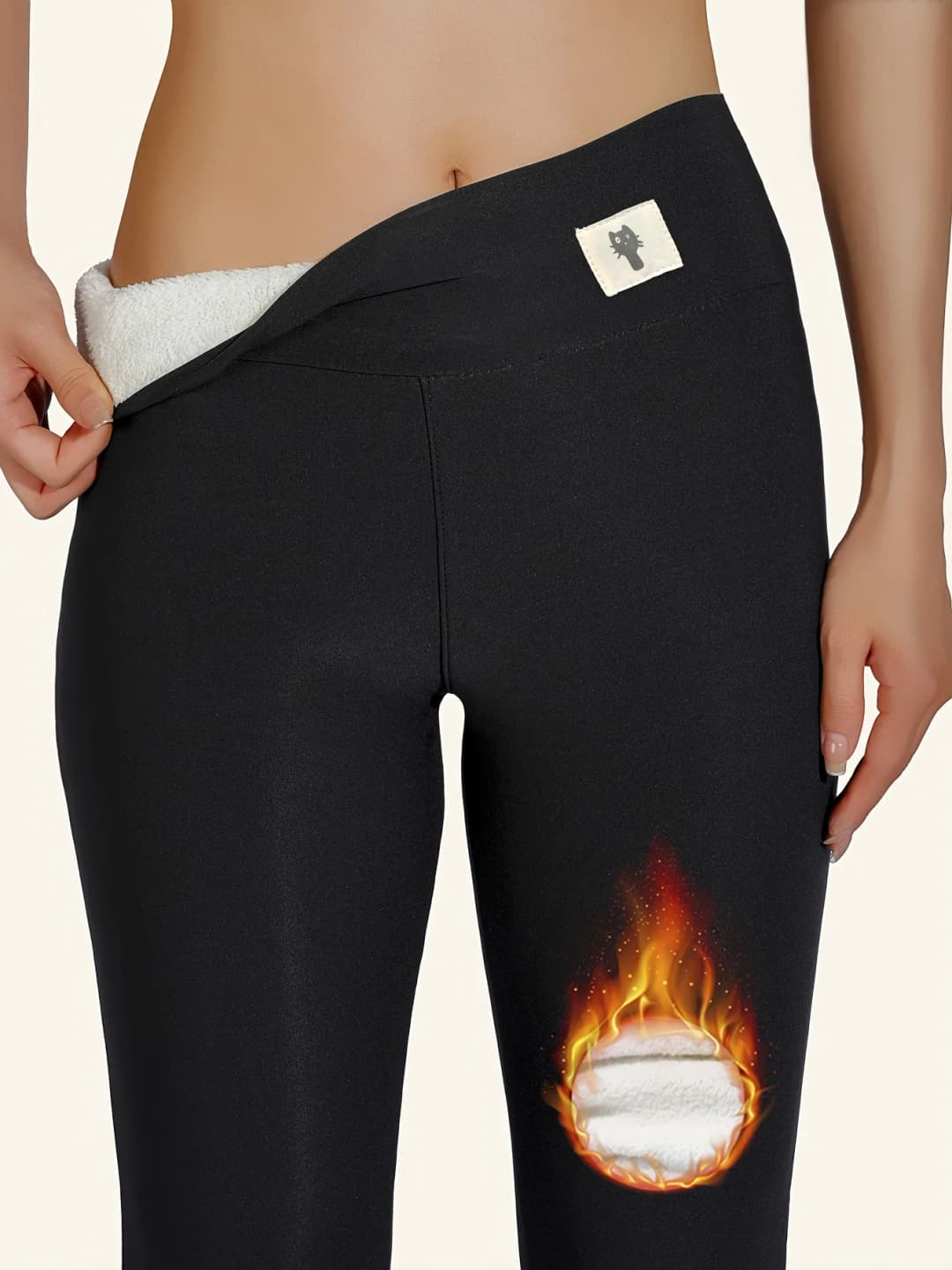 Winter Thicken Warm Leggings Women Lamb Cashmere Joggers High Waist Fleece Elastic Tights Warm Tights Pants Slim Velvet Legging - 2