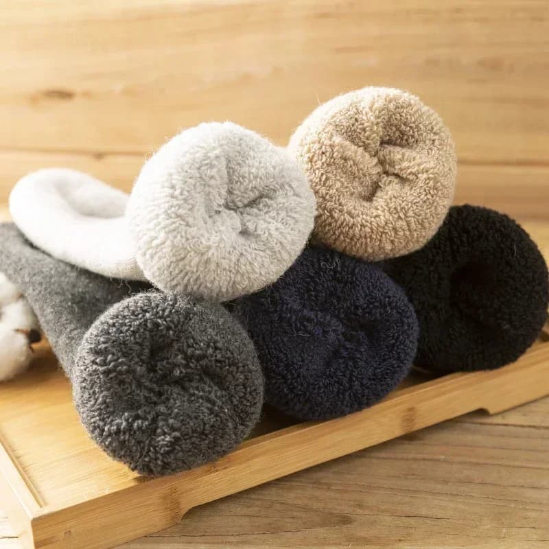 3 Pairs Men Women Wool Socks Couples Solid Winter Snow Chrismas Gift Thermal Cashmere Marino Thickened Fleece Terry Loop socks - 6