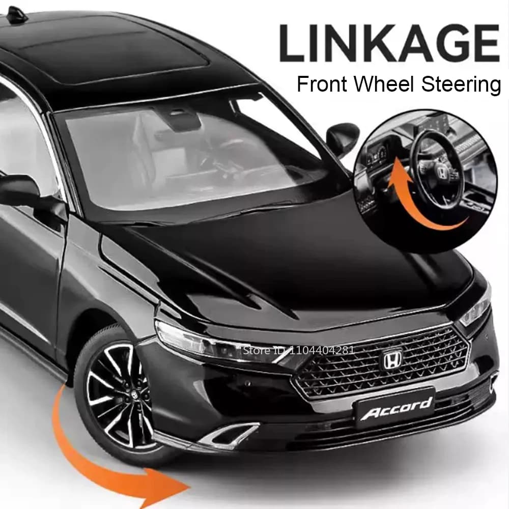 1:18 HONDA Accord Alloy Miniature Model Diecast Toy Door Opened Sound Light Pull Back Front Wheel Steering Classic Birthday Gift - 4
