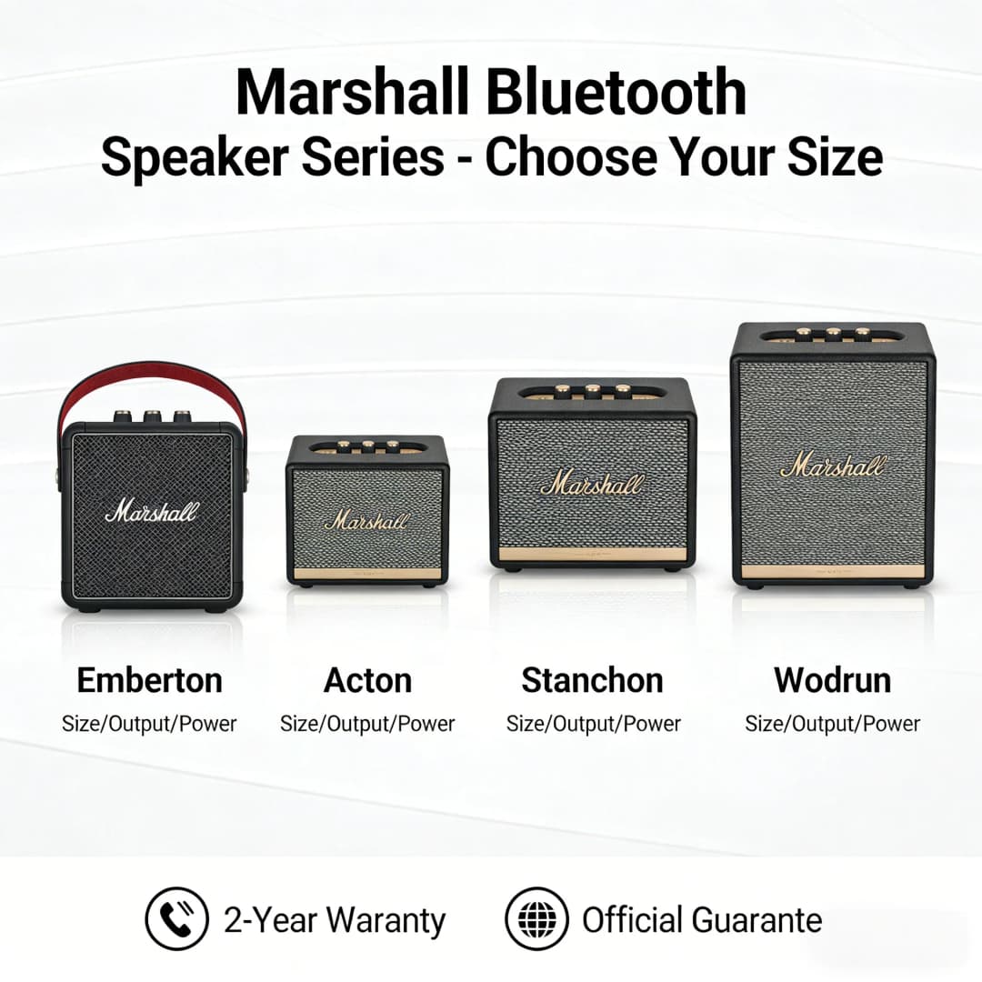 Marshall Bluetooth Speaker Portable Wireless Deep Bass Stereo IPX7 Waterproof 30H Playtime Outdoor Subwoofer Rock Retro Speaker