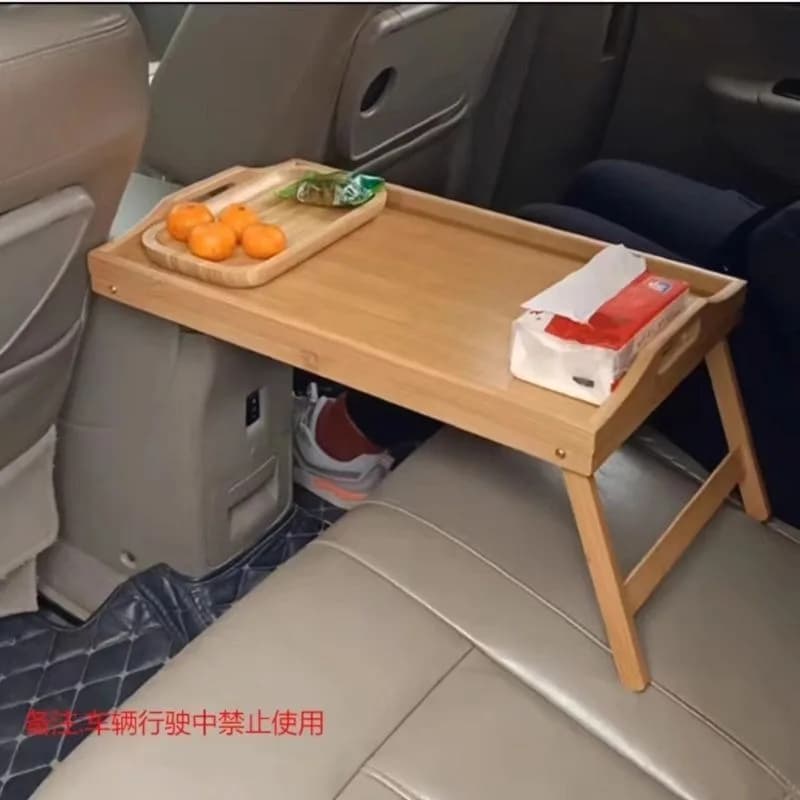 طاولة قابلة للطي 50 سم طاولة طعام صغيرة من الخيزران صينية متعددة الوظائف للإفطار والحلوى مكتب سرير لوازم غرفة معيشة وغرفة نوم - 4