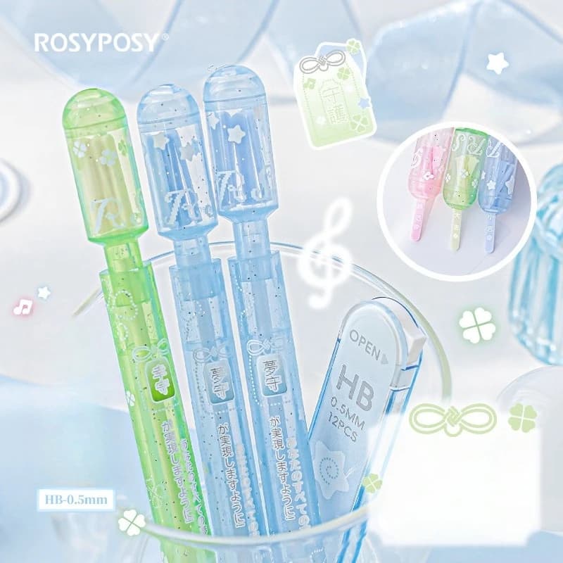 Japanese Omamori Fortune Pencil Set Kawaii Ins Transparent 0.5mm Cute Mechanical Pencil  Aesthetic Study Gift for Students - 2