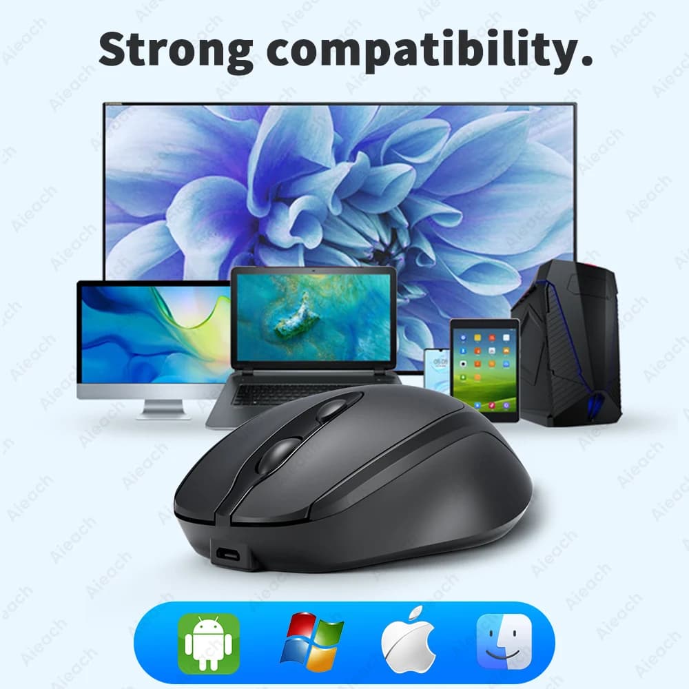Portable Wireless Bluetooth Mouse Compact Ergonomic 2.4G USB Noiseless 1600DPI 500mAh Rechargeable for PC Tablet Laptop MacBook - 4