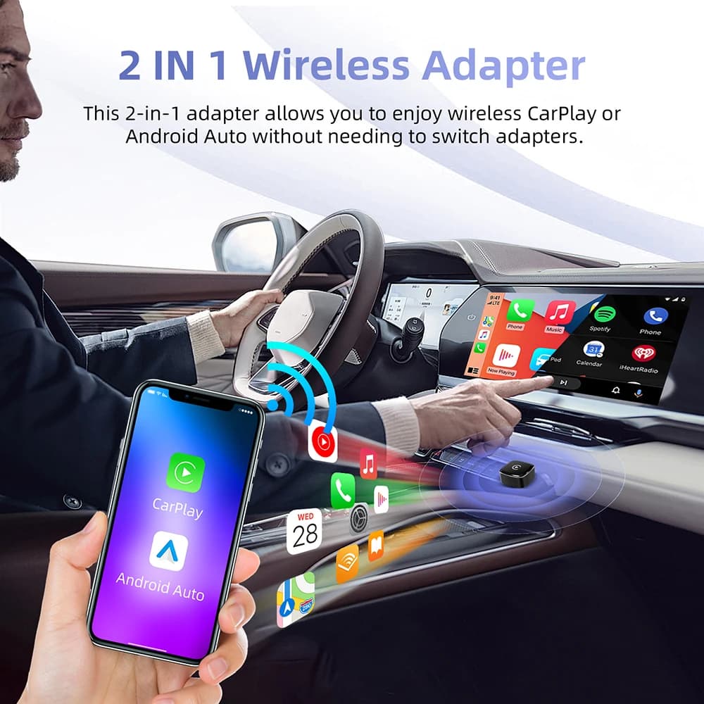 محول ذكي AI Box 2 في 1 صغير من Wired إلى Wireless Carplay وAndroid Auto متوافق مع 98% من السيارات تشغيل فوري واي فاي - 2