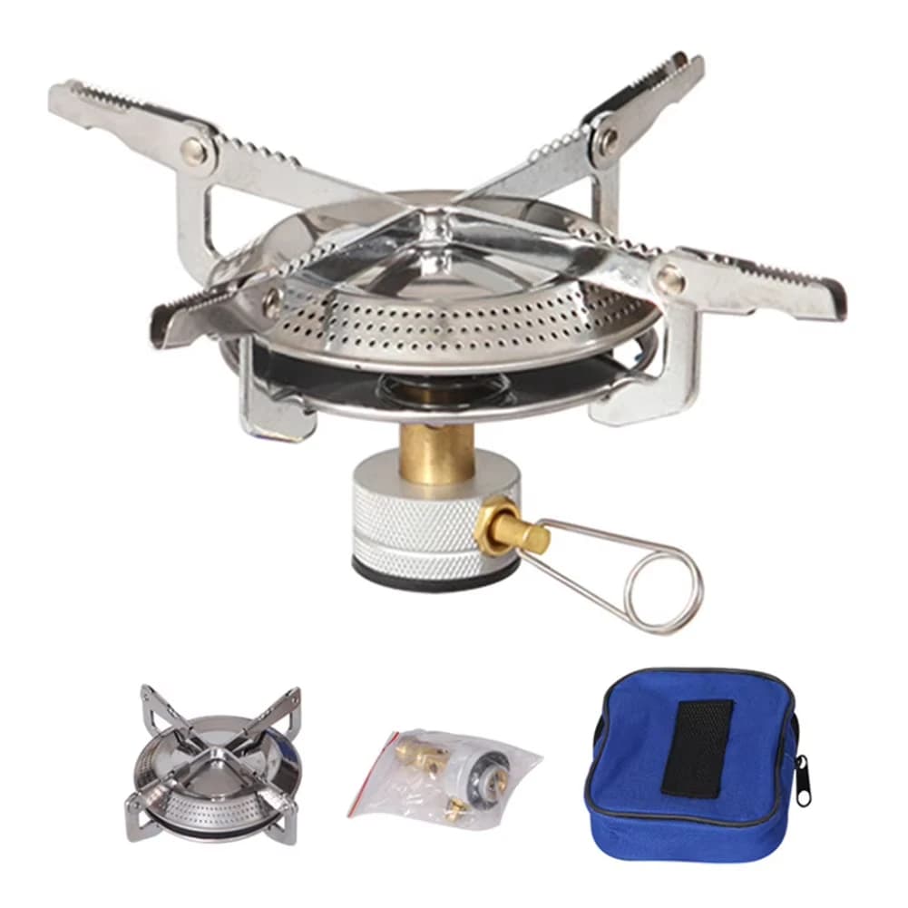 1PCS Outdoor Camping Gas Stove Mini Gas Burner with Storage Bag Portable Cooking Stove Adjustable for Hiking Climbing Fishing