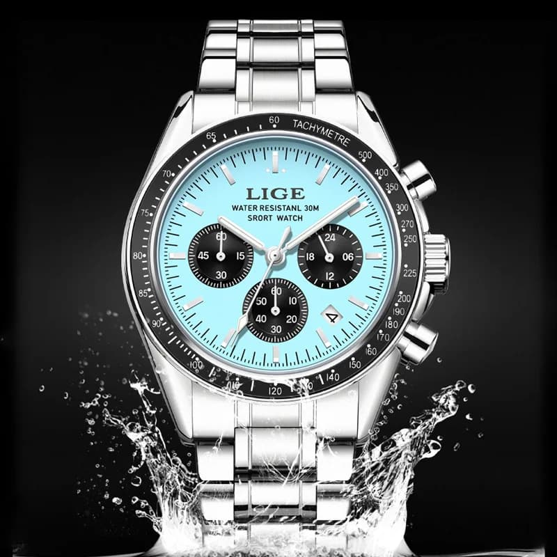 2025 LIGE Top Brand Luxury New Men Watch Quartz Man Watches Waterproof Luminous Watch for Men Date Chronograph Sport Wristwatch - 3