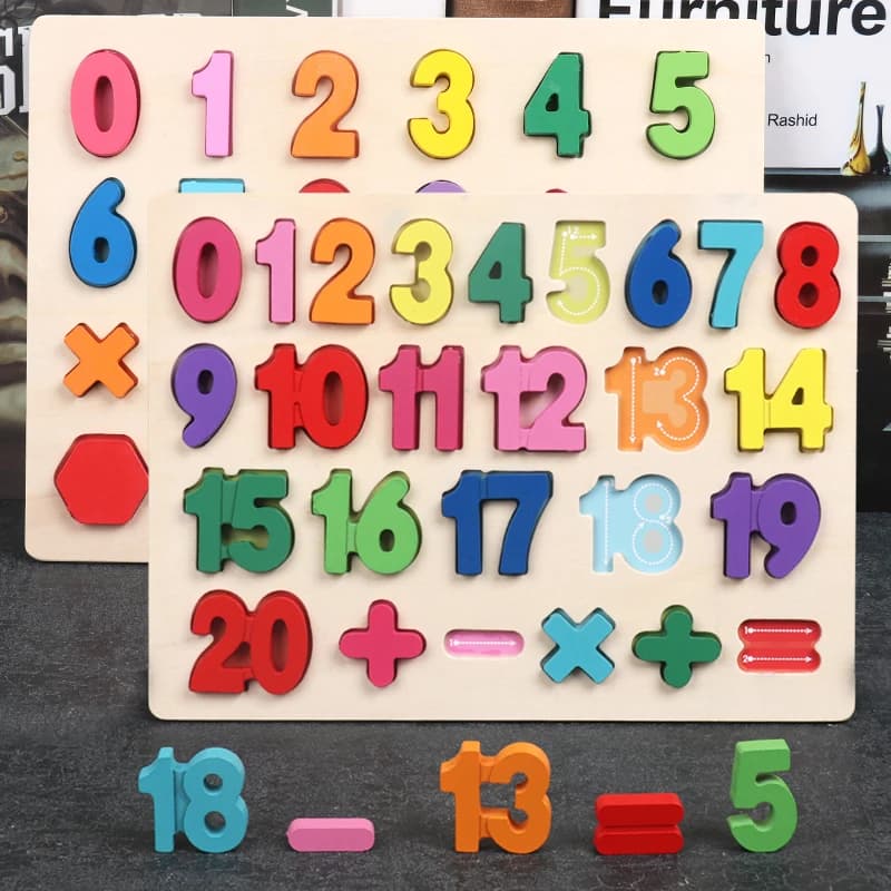 Toddlers Wooden Puzzle Montessori Baby Toys ABC Alphabet Number Shape Matching Board Game Preschool Educational Toy for Kids 2-4 - 3