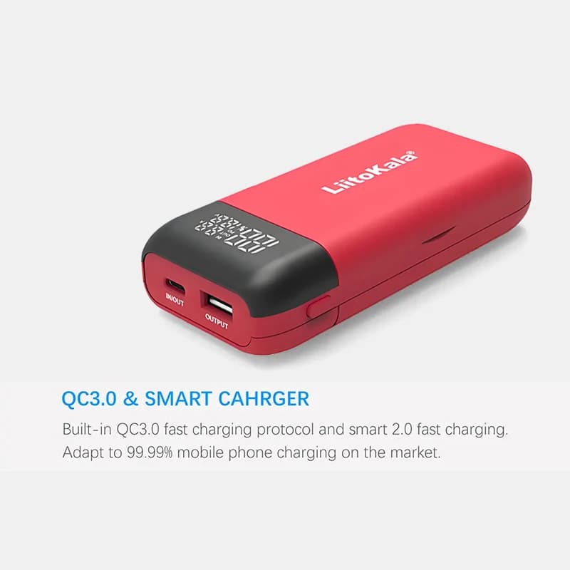 LiitoKala Lii-MP2 Dual Bay 18650/21700 Charger & QC3.0 PD3.0 Power Bank (No Battery)Input/Output Digital Display - 4