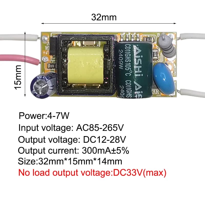 1-3 واط 4-7 واط 8-12 واط 15-18 واط، 20-24 واط، 25-36 واط مصدر طاقة LED مدمج بإضاءة تيار ثابت 110-265 فولت مخرج 300 مللي أمبير محول - 3