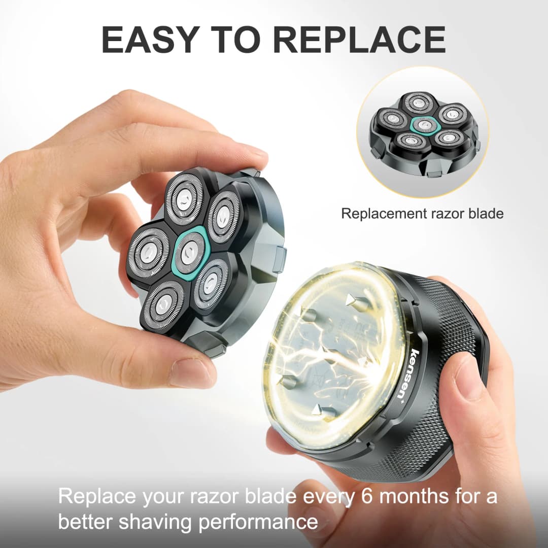 شفرة قابلة للاستبدال KENSEN لماكينة حلاقة الرأس S15، شفرة مغناطيسية 6D مقاومة للماء من الفولاذ المقاوم للصدأ لماكينة FK-8750 - 2