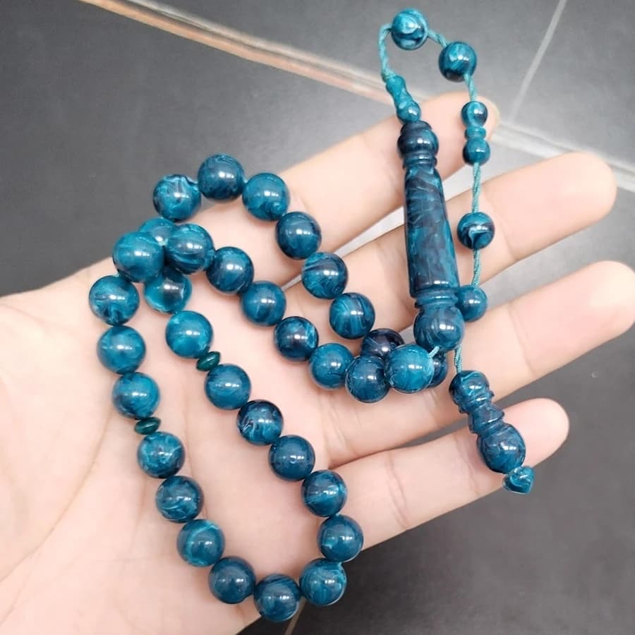 تسبيح أزرق باكليت سوار رجالي مسلم 33 سبحة صلاة مسبحة عصرية إسلامية مسبحة رمضان إكسسوارات عربية - 2