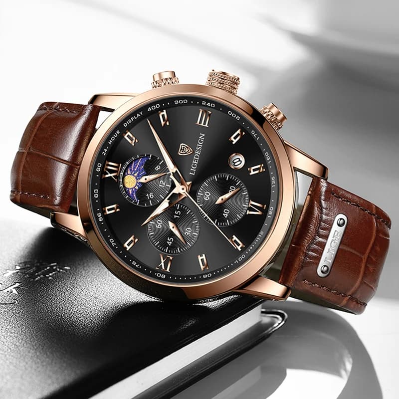 New Men's Watches LIGE Top Brand Luxury Men Wrist Watch Leather Quartz Watch Sports Waterproof Male Clock Relogio Masculino+Box - 2