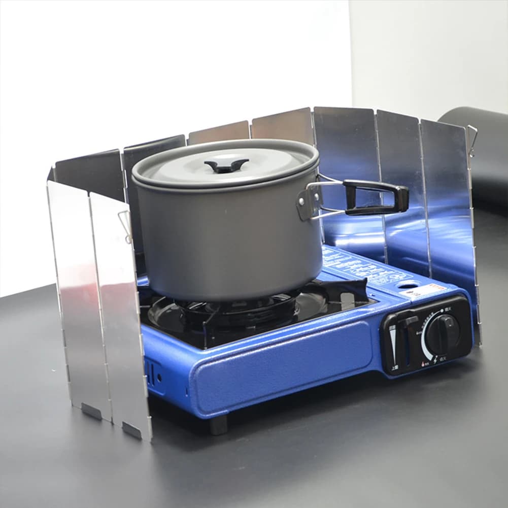 8/10 Plates Outdoor Stove Wind Shield with Storage Bag Cooking Burner Windproof Screen Aluminum Alloy for Camping Picnic