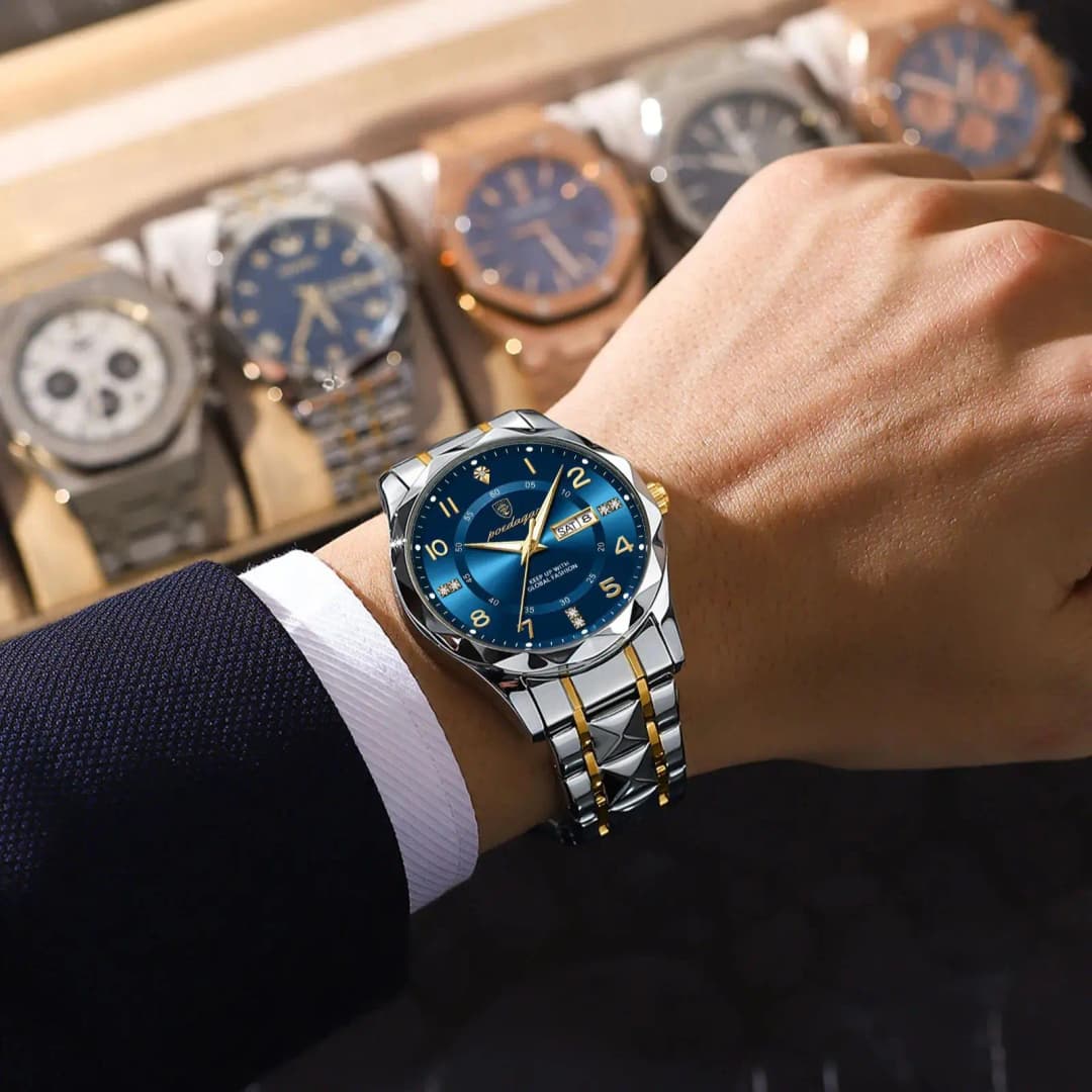 POEDAGAR Luxury Men Watch Waterproof Date Week Luminous Fashion Wristwatch Stainless Steel Quartz Sport Men's Watches Male Reloj - 6