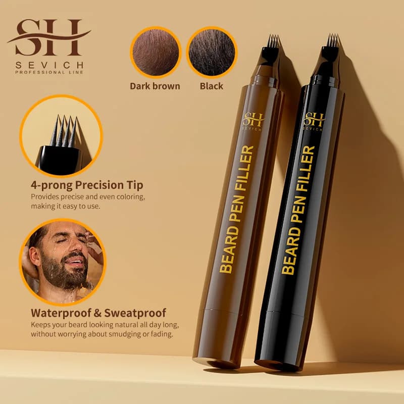 Waterproof Beard Pen Beard  Filler Pencil And Brush Beard Enhancer  Lasting Repair Moustache Coloring Shaping Tools Hair Pencil - 5