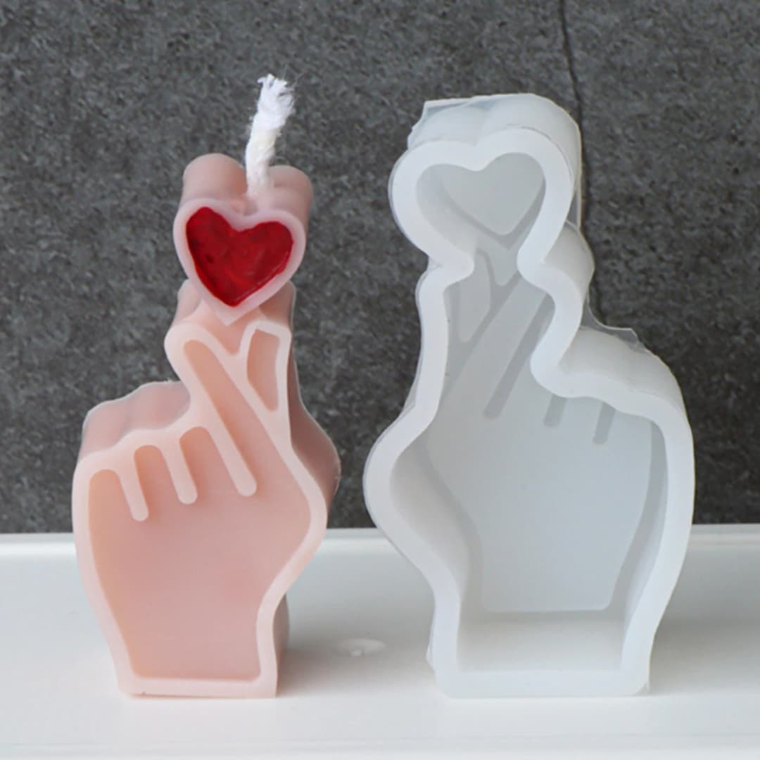 Creative Love Middle Gesture Candle Making Set Human Hand Heart Finger Soap Resin Silicone Mould Chocolate Desk Decor Gag Gifts - 3