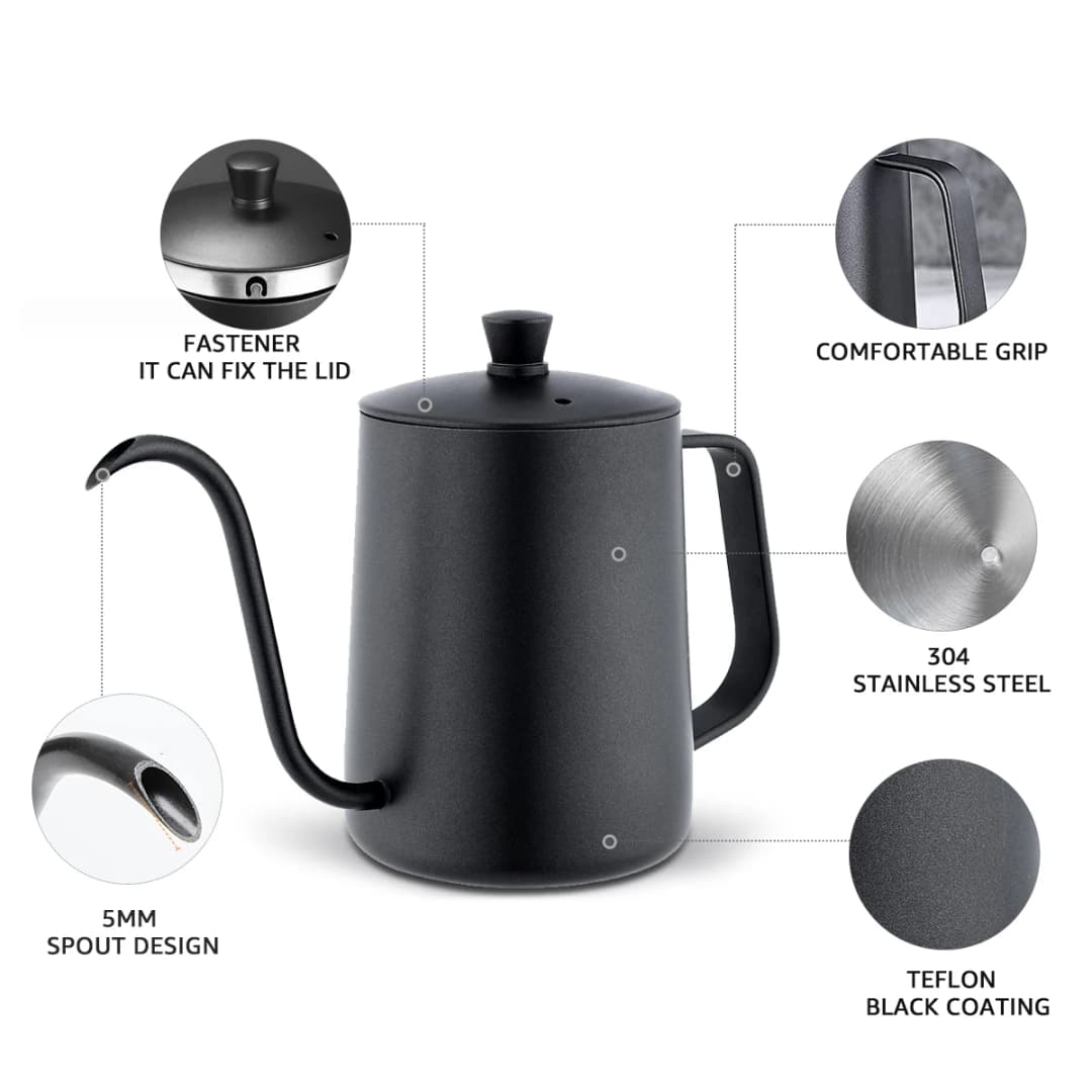 إبريق قهوة بتصميم عنق إوز من الفولاذ المقاوم للصدأ سعة 350/600 مل - فوهة رفيعة على شكل عنق البجعة - 3