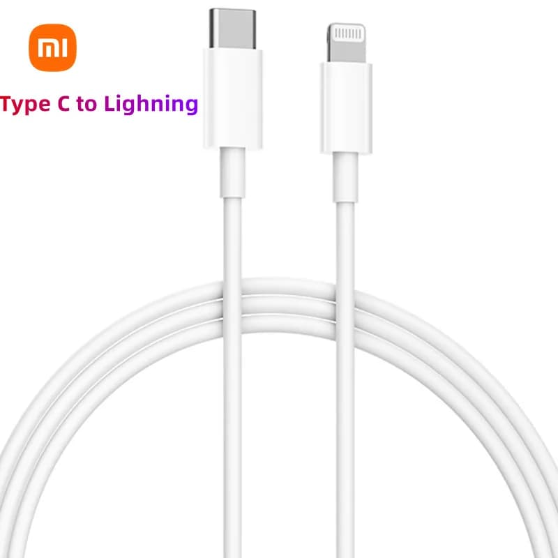 كابل Xiaomi USB C Lightning لهواتف آيفون 14 و13 و12 و11 برو ماكس XS XR وآيباد PD شحن سريع 27 واط/20 واط كابل بيانات Type C إلى Lightning
