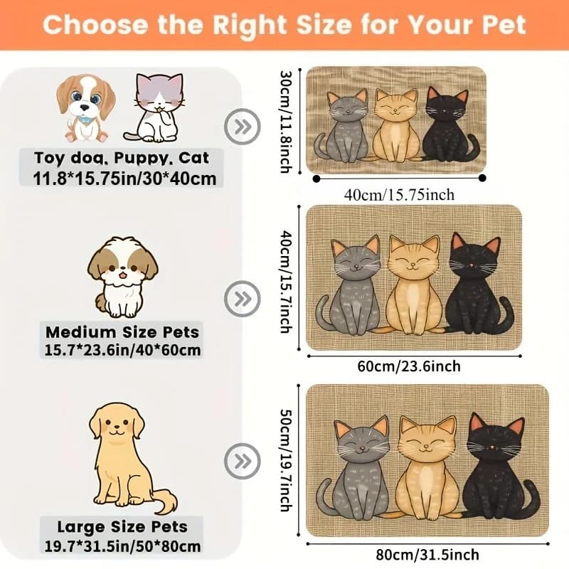 1pc Non-Slip Cat Pattern Pet Feeding Mat,Leakproof Easy to Clean Waterproof Surface to Prevent Stain.Breeds Portable Outdoor Use - 4