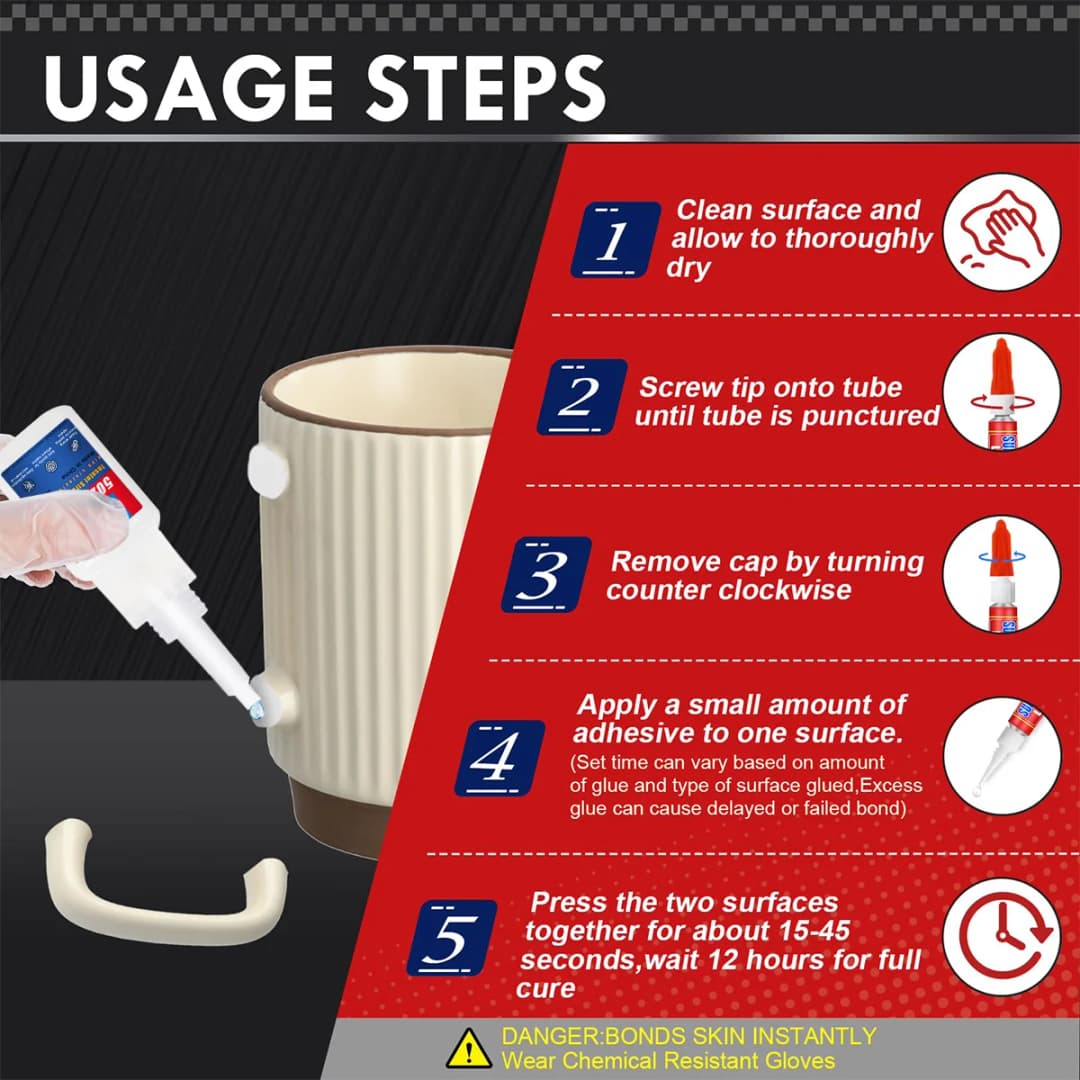 لاصق قوي 502، 20 جرام (7 قطع)، لاصق سيانو أكريليت للبلاستيك والجلود والمعدن، أداة غراء سائل قوية للحرف اليدوية - 4