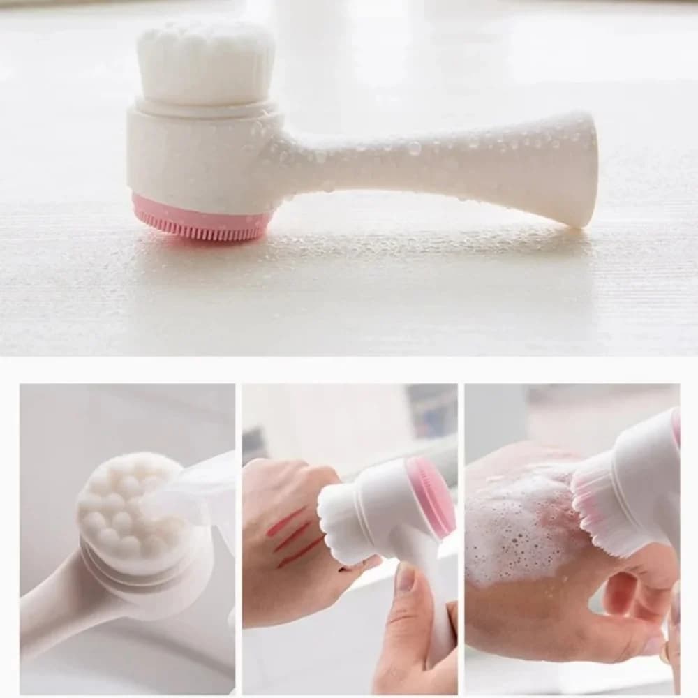 Massage Facial Wash Brush Soft Elastic Silicone Facial Cleanser Manual Massage Double-Sided Deep Cleansing Pores Face Wash Brush - 2