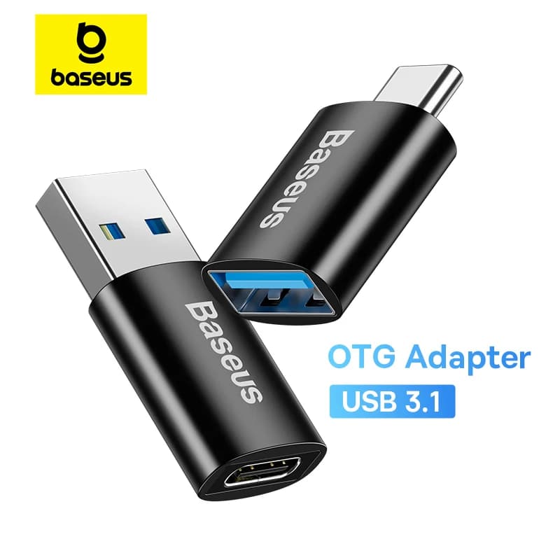 محول نقل البيانات USB OTG من Baseus محول Type C أنثى إلى USB ذكر محول شحن سريع لجهاز الكمبيوتر المحمول Macbook Samsung