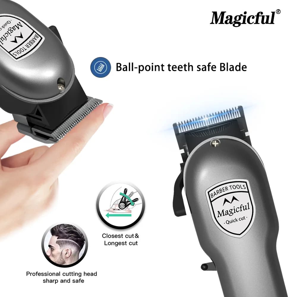 Magicful  Hair Clipper Hair Trimmer For Men Rechargeable Li-ion Battery Shaving Adjustable Electric Professional Hair Clipper - 4