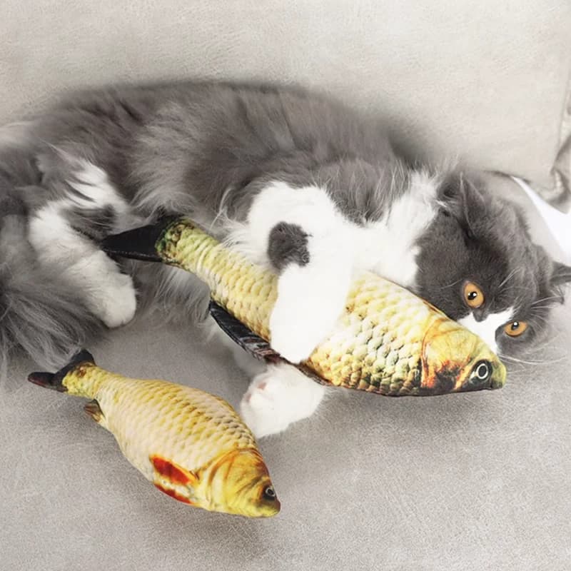 Pet Plush Cat Catnip Toy Teeth Teasing Cat Toy Simulated Fish Cat Fish Throw Pillow - 3