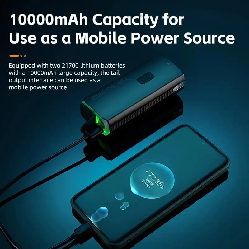 ROCKBROS 3000LM Bike Light 10000mAh Power Bank Type-C Charging Front Lamp Bicycle Headlight MTB Road Cycling Flash Highlight - 4