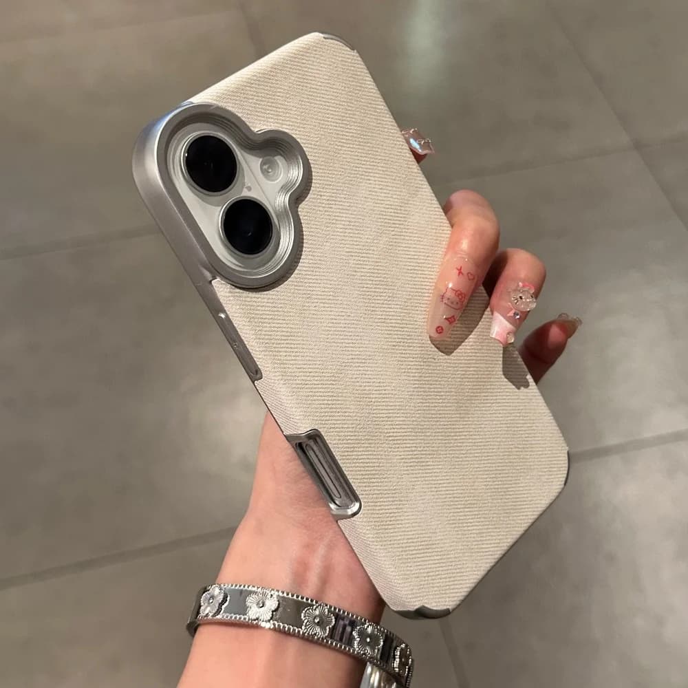 غطاء فاخر من قماش الجينز ناعم مطلي لهاتف آيفون 17 إير 16 15 14 بلس 13 12 11 برو ماكس واقي صدمات غطاء قماشي من العلامة التجارية - 5