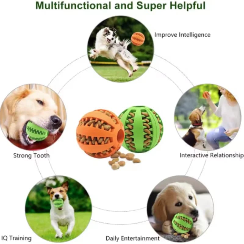 Dog Toy Ball Interactive Rubber Balls Puppy Chewing Toys Pet Tooth Cleaning Ball Cats Pets Food Treat Feeder Silicone Balls Toy - 3