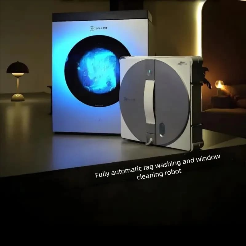 محطة قاعدة قماش تنظيف تلقائية لجهاز تنظيف النوافذ ECOVACS Water Jet Window Cleaning Robot W3 - أداة سحرية لتنظيف النوافذ
