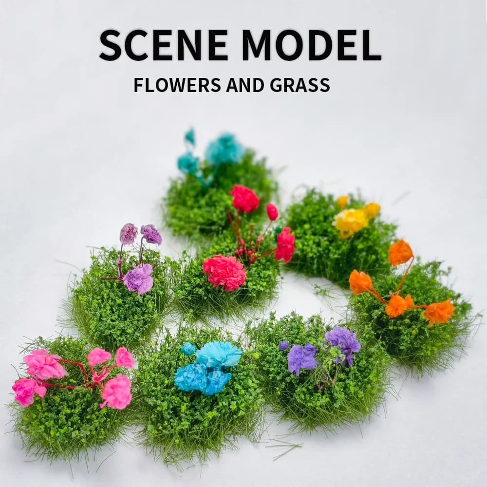 3pcs/lot Miniature Flower Cluster Artificial Plants for Diy Model Making/Train Layout/Garden Decoration/Diorama Random Colors - 5