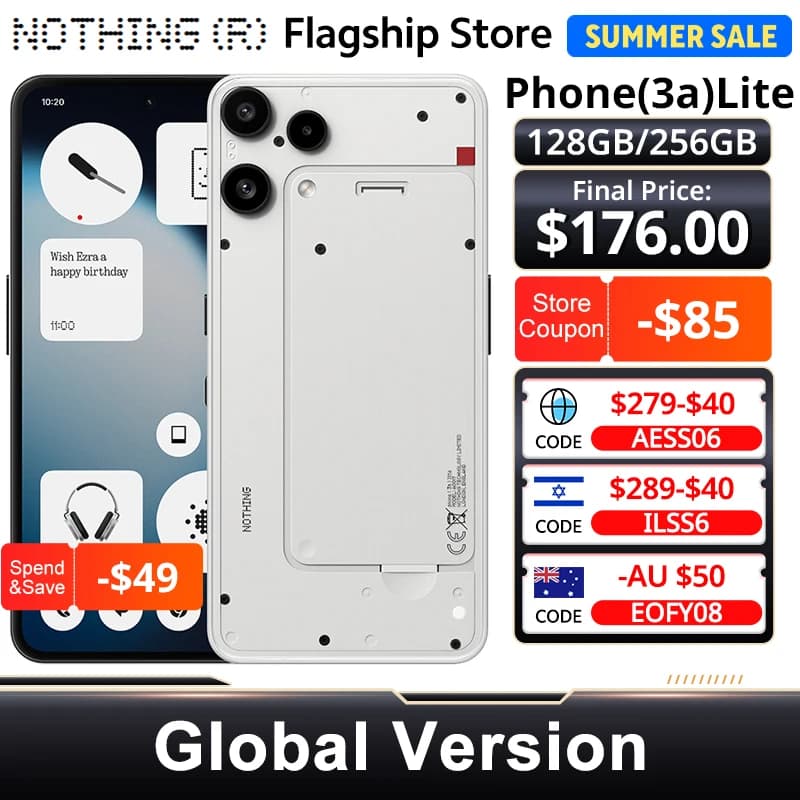 Nothing Phone (3a) Lite 5G Global version NFC 6.77" Flexible AMOLED 120Hz MTK Dimensity 7300 Pro 5G 50MP+16MP 5000mAh/33W