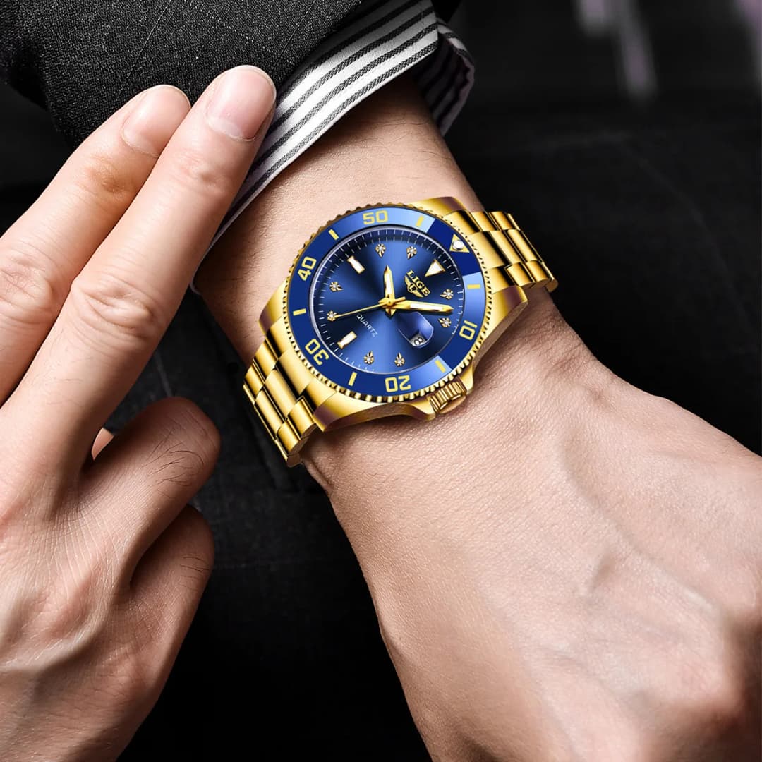 LIGE Fashion Men Watches Luxury Luminous Calendar Man Watch Business Waterproof Chronograph Stainless Steel Quartz Wristwatches - 6