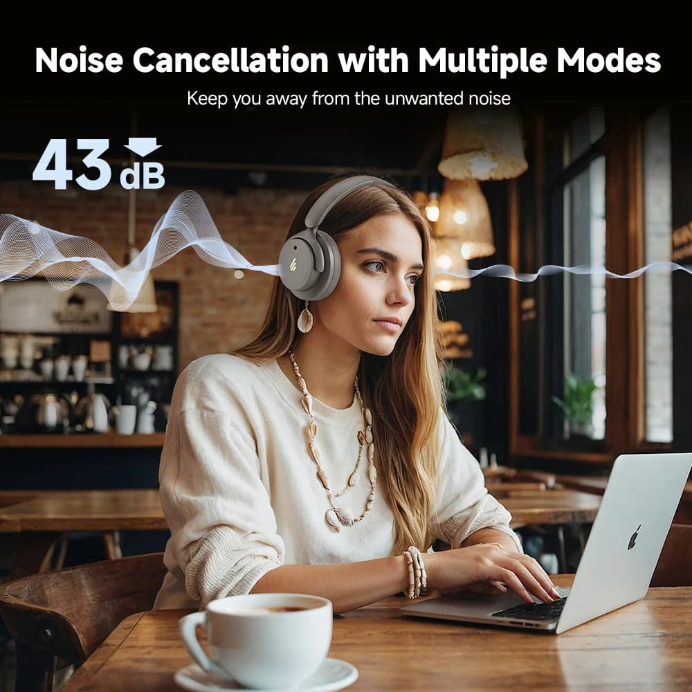 سماعات رأس لاسلكية Edifier H9 مع إلغاء الضوضاء النشط، بلوتوث 5.4، صوت عالي الدقة، بطارية تدوم حتى 75 ساعة، تصميم قابل للطي - 4