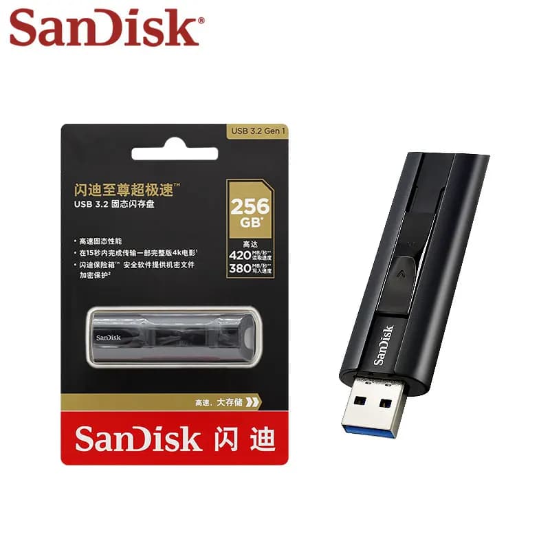 ذاكرة فلاش SanDisk Extreme PRO USB 3.2، حالة صلبة، سرعة عالية، أصلية، سعات 128 جيجابايت، 256 جيجابايت، 512 جيجابايت، 1 تيرابايت، قراءة بسرعة تصل إلى 420 ميجابايت/ثانية - 6