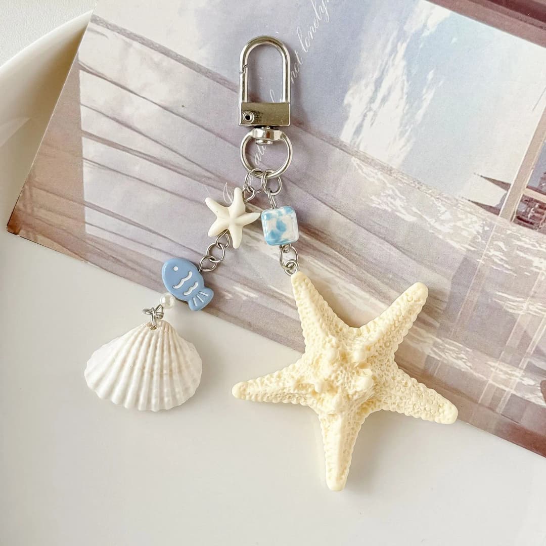 New Natural Shell Decorative Keychain Starfish Versatile Mobile Pendant Ocean Wind Travel Bag Hanger Fashion Key Chains Jewelry - 4