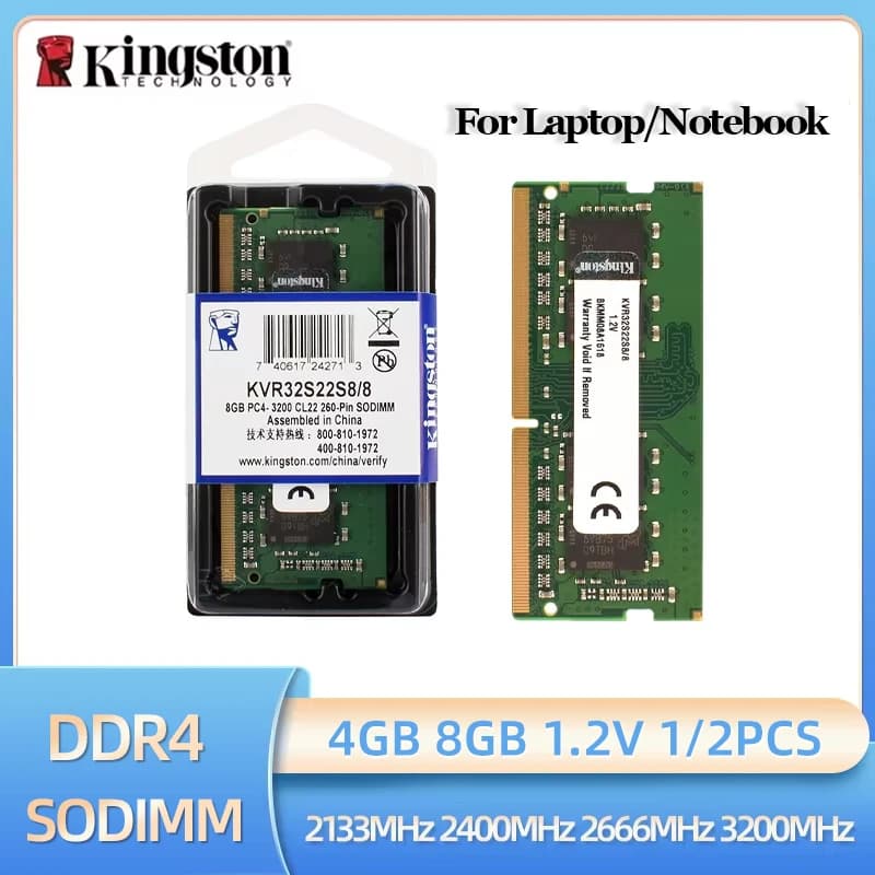 ذاكرة رام كينجستون DDR4 4 جيجا 8 جيجا 3200 ميجا هرتز 2133 ميجا هرتز 2400 ميجا هرتز 2666 ميجا هرتز ذاكرة كمبيوتر محمول 1.2 فولت SODIMM PC4-25600 ذاكرة دفتر ملاحظات