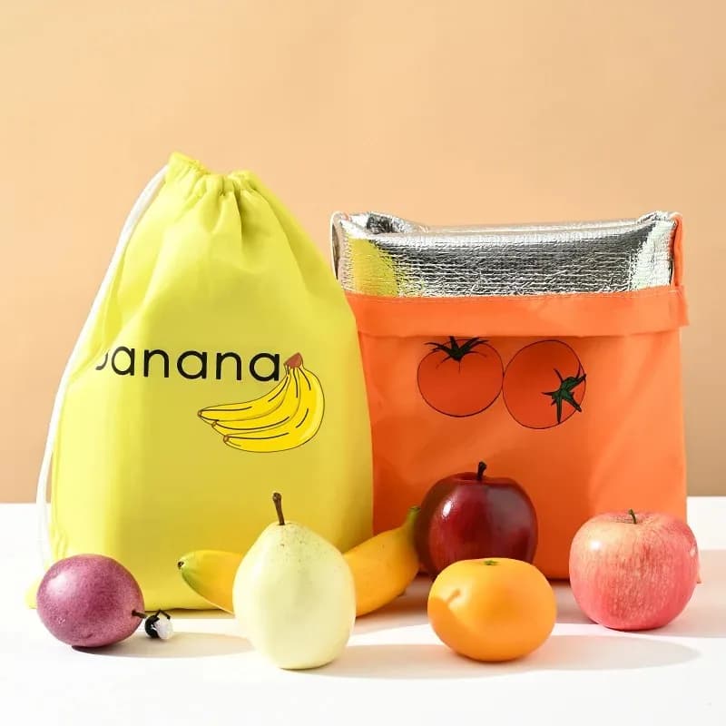 ‌"Insulated Fresh-Keeper Bag - Reusable Storage Organizer for Bananas, Lettuce & Vegetables (Drawstring Closure)" - 3