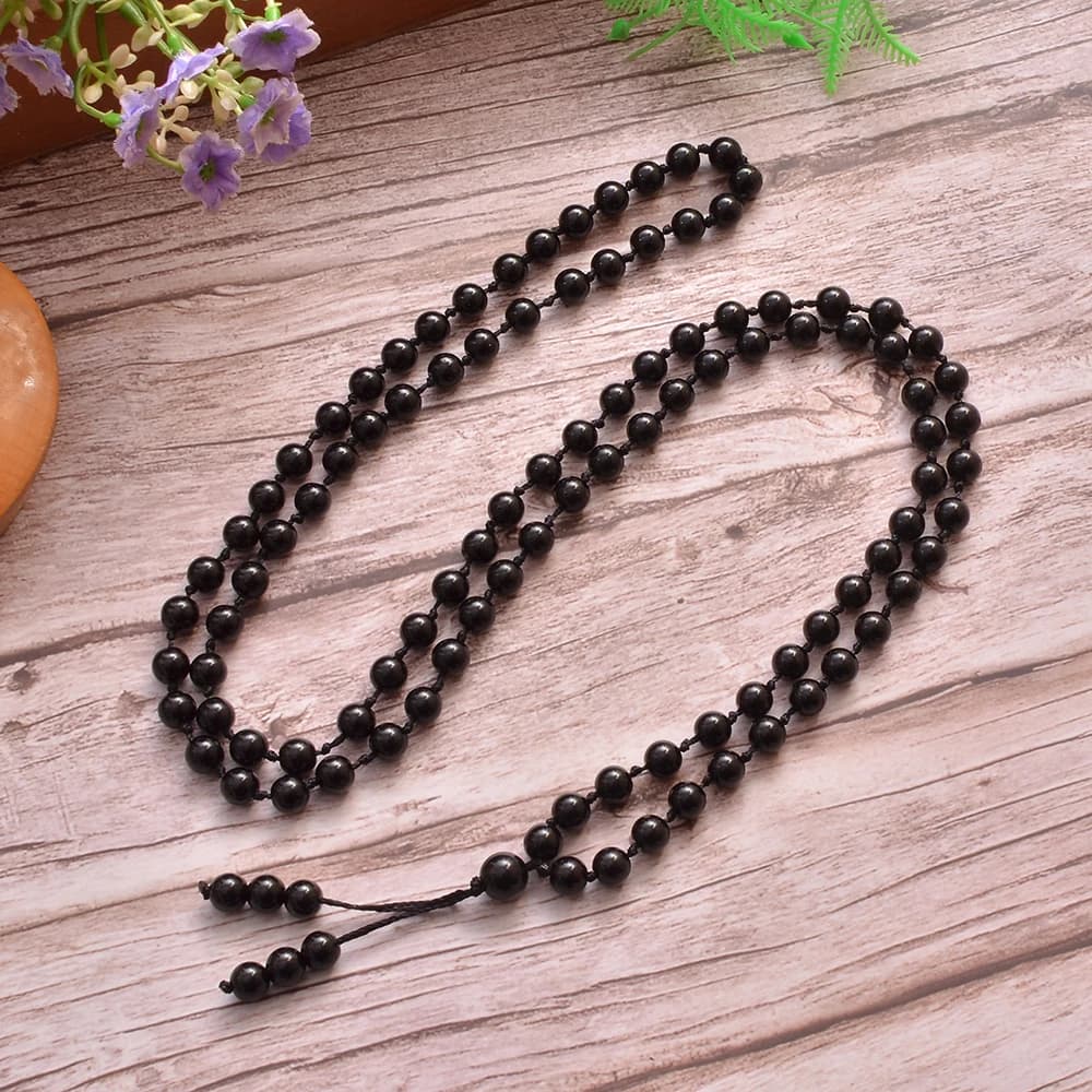 8mm Black Onyx Knoted 108 Mala Beads Prayer Necklace Meditation Yoga Japamala Rosary for Men and Women - 3