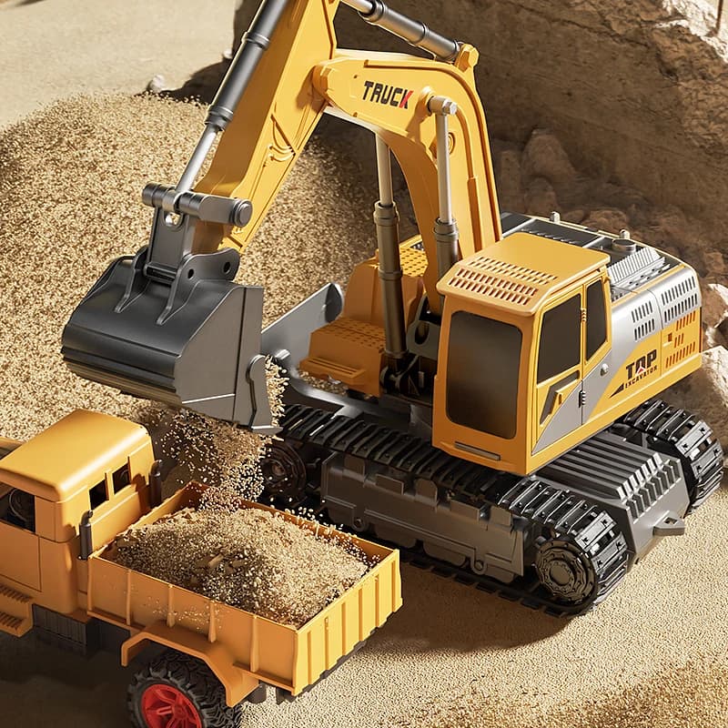 Alloy Remote Control Excavator Toy Car with Lights Sound Effect Electric Excavator Automobile Engineering Vehicle Children Gifts - 2