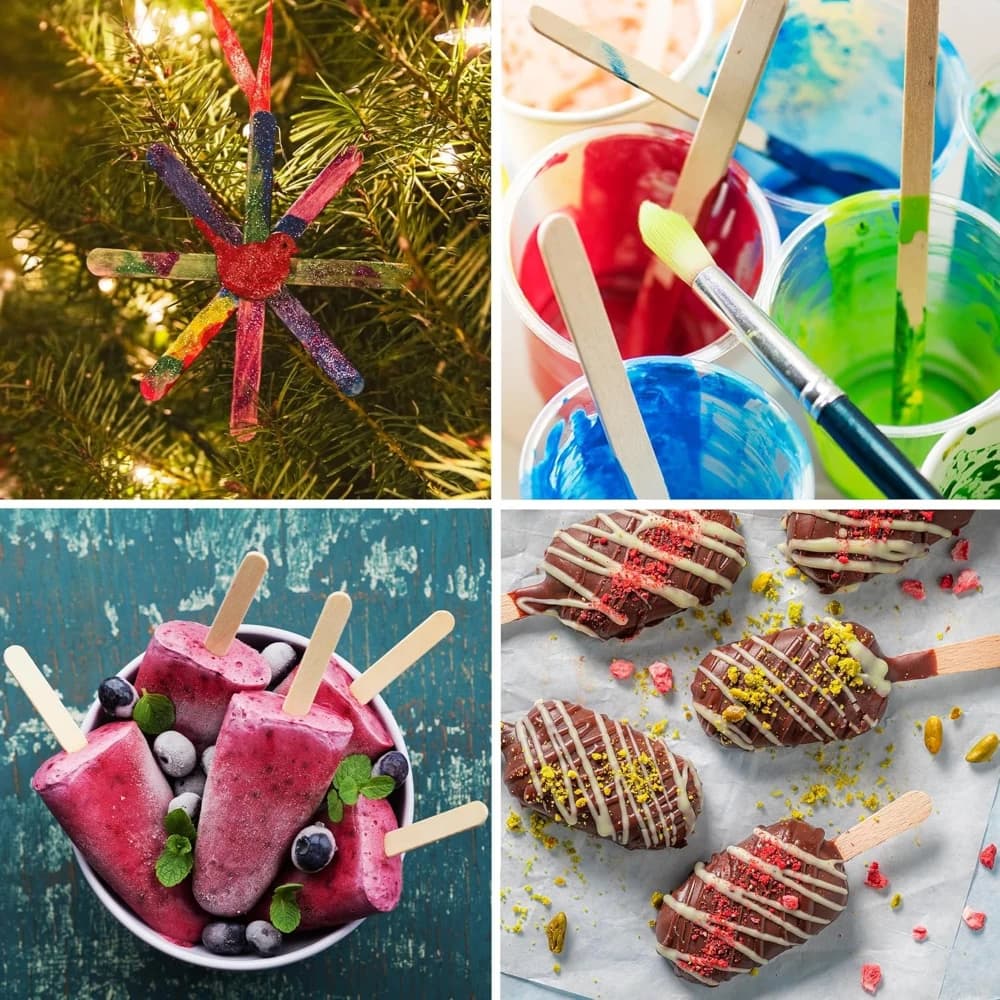 50-500Pcs Colored Ice Cream Popsicle Stick Natural Craft Sticks Wooden Popsicle Stick DIY Craft Supplies Resin Making Tools - 6