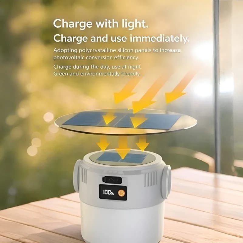 Solar Camping Lantern USB Rechargeable Outdoor Portable Waterproof Emergency Light for Hiking Backpacking Tent Activities - 4
