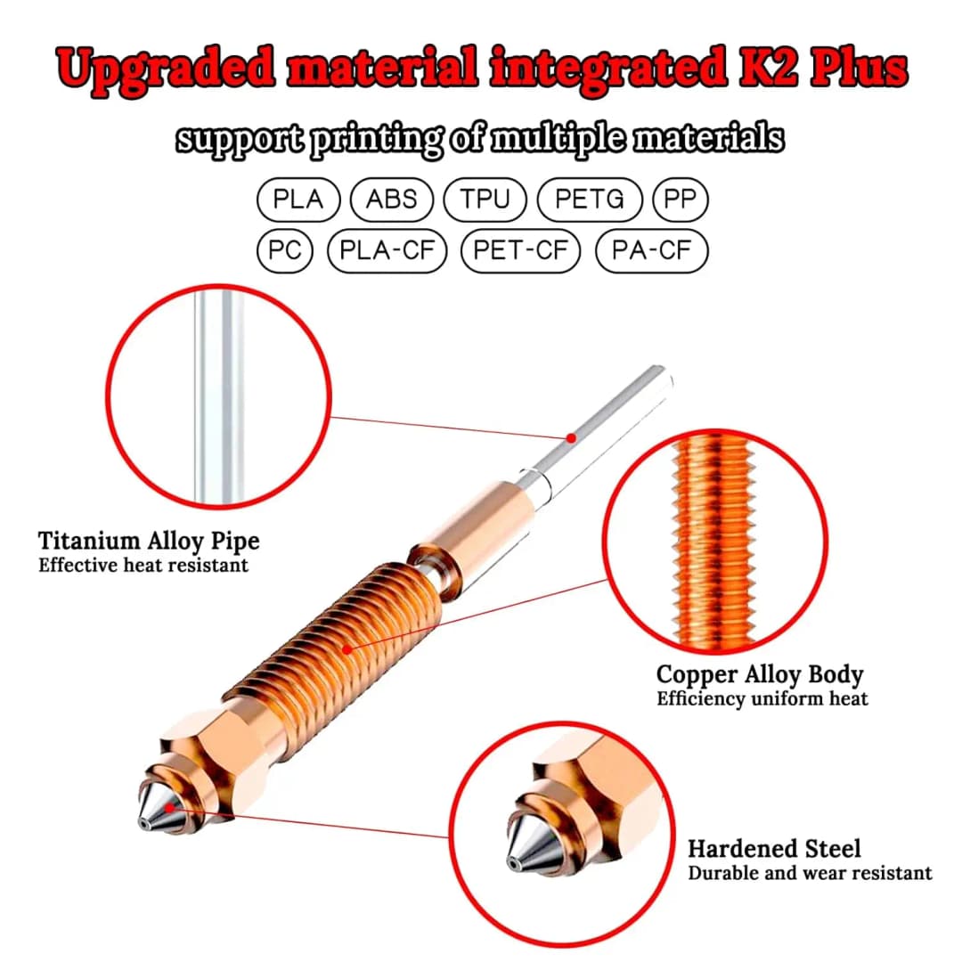 Creality K2 Plus Hi Combo Nozzle Quick-Swap Nozzle Kit Hardened steel All-metal Design For Creality K2/K2Pro/K2 Plus/Hi Combo - 3