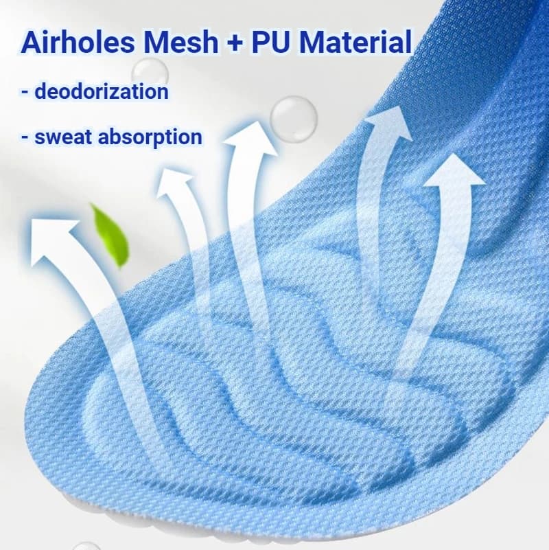 Latex Sport Insoles Soft High Elasticity Shoe Pads Breathable Shock Absorption Cushion Running Insert Men Women - 3